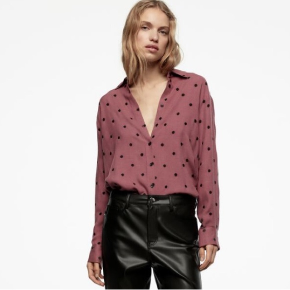 Zara Pink Polka Dot Blouse